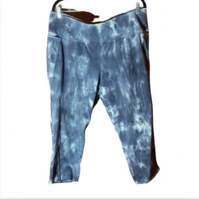 Lane Bryant Plus Size Leggings Blue Tie Dye Cropped With Pockets Activewear 3X